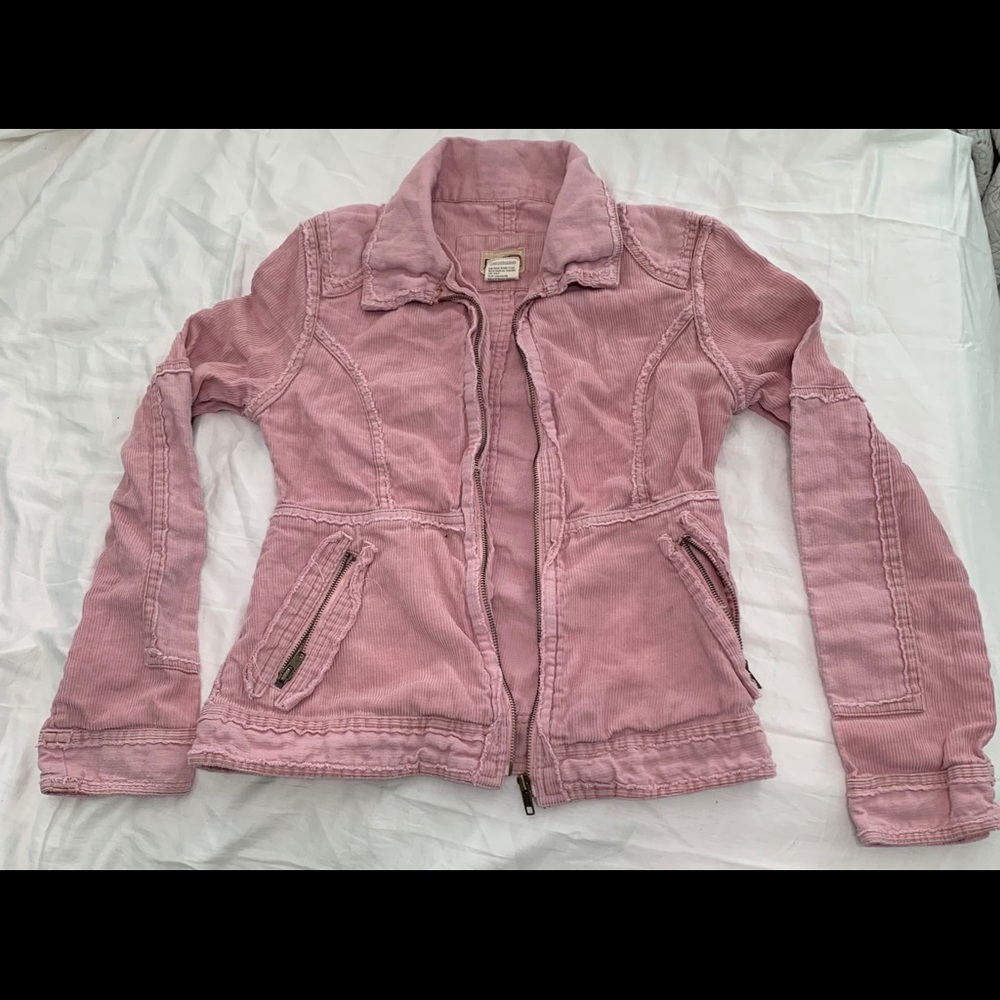 Vintage pink corduroy jacket with patchwork.